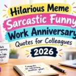 Hilarious Meme Sarcastic Funny Work Anniversary Quotes for Colleagues 2026